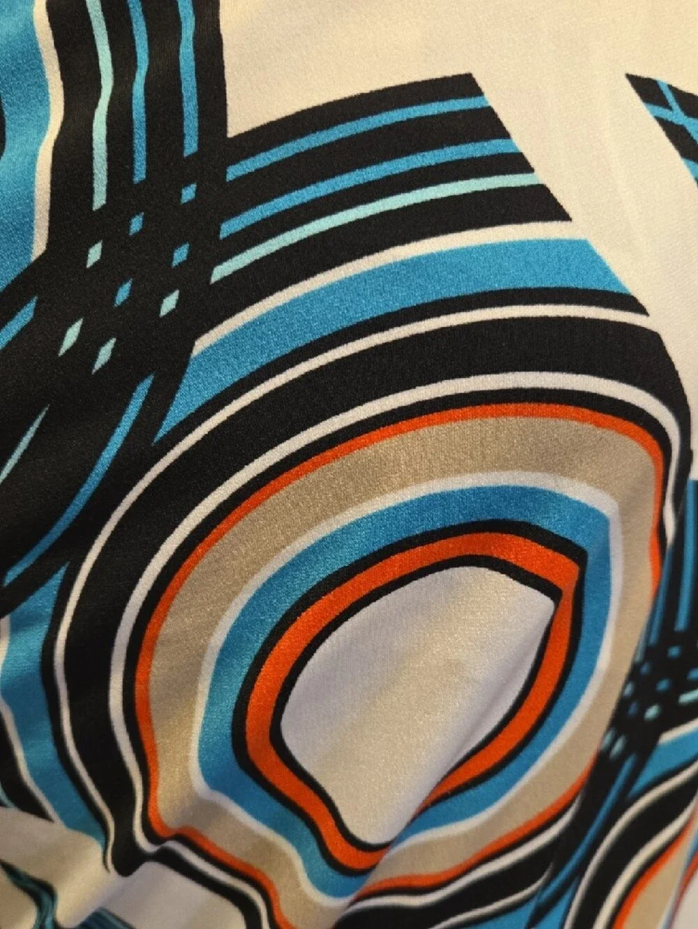 Liz Claiborne White Dress with Blue & Orange Circular Print - Picture 2 of 7
